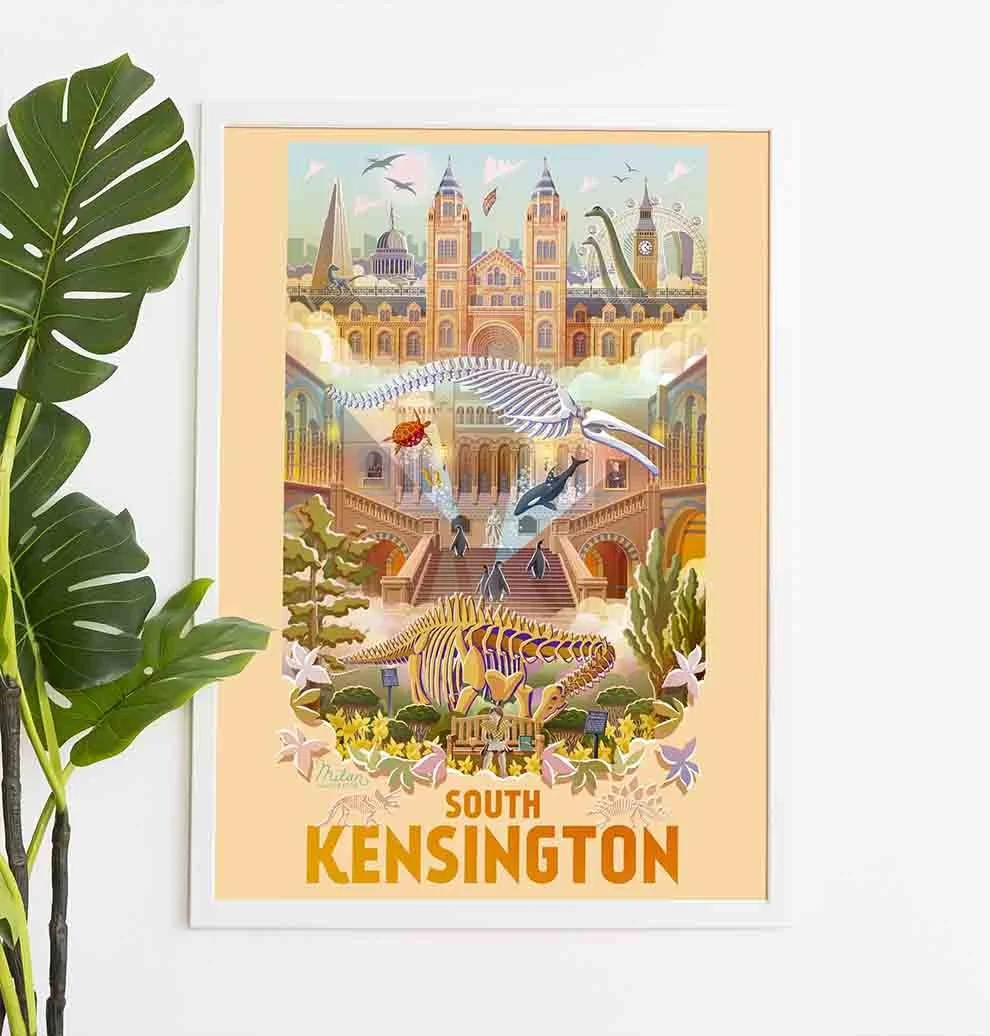 ✨ Foiled Natural History Museum Art Print — Milan Illustrator